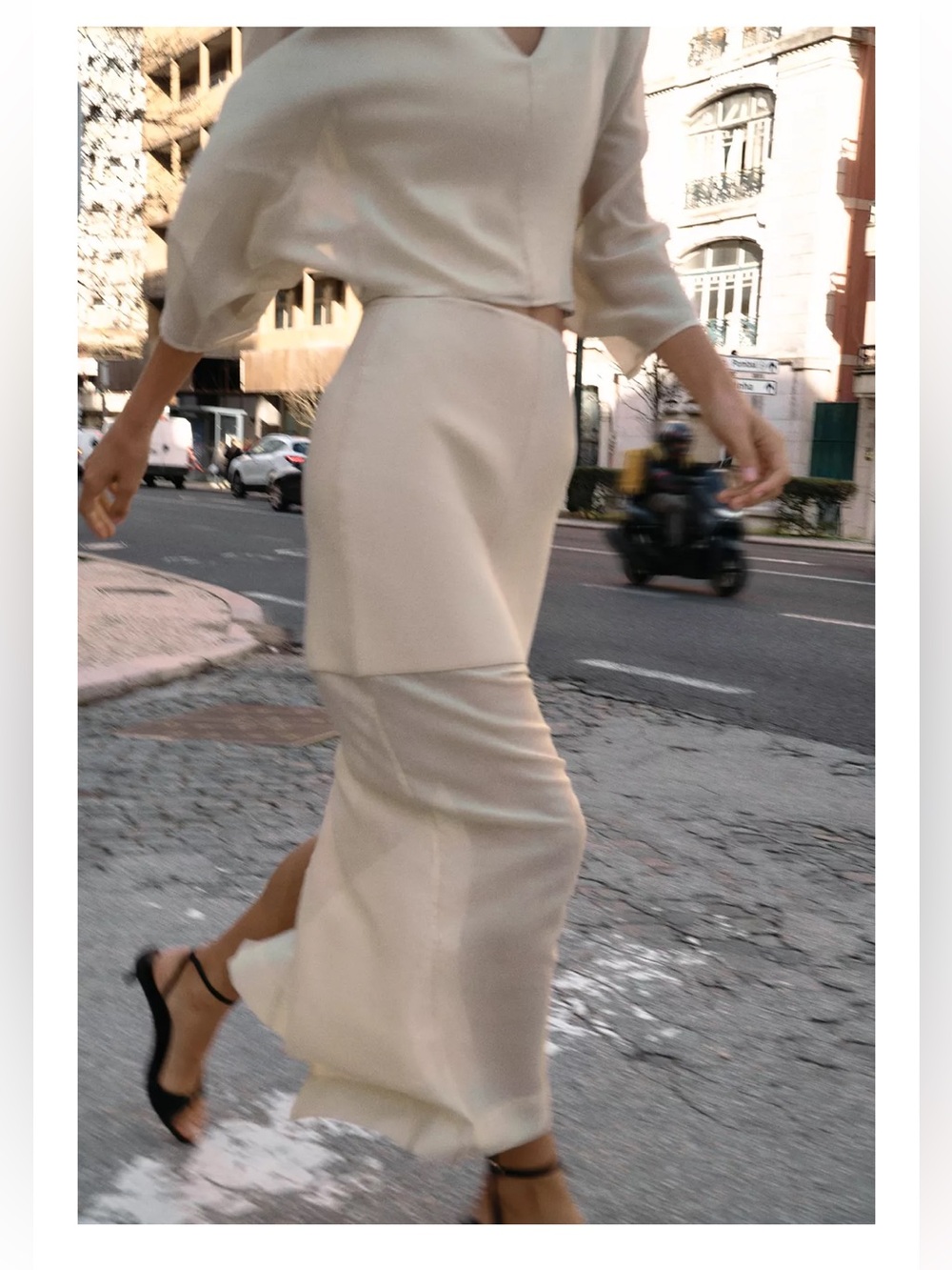 Zara NWT SET Cream V-Neck Balloon Sleeve Top & Skirt - Picture 7 of 16